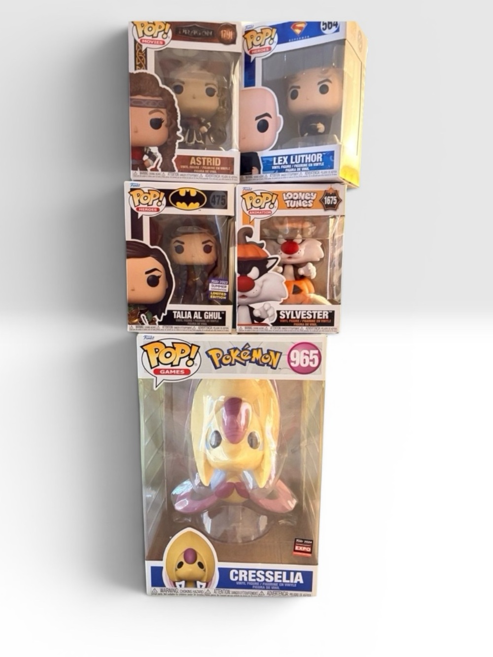 NIB Funko Pop 5pc Bundle NIB Astrid Cresselia Lex Luthor Talia Sylvester